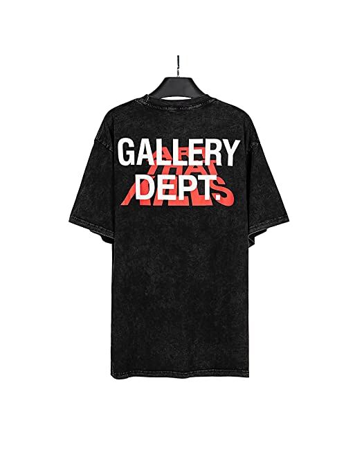 Ofdhrec Gallery Dept World Tour Graphic Shirt Loose Fit Hip Hop Style Short Sleeves Fashion T-Shirt for Men Women