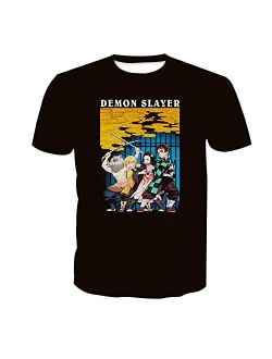 WKZYZ Unisex Demon Slayer Anime T-Shirt Cotton Short Comfortable Tee Sleeve Tops Shirts