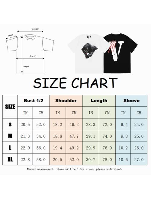 VLONESTAR V Shirt Letter Printed Crewneck Tops Tee Fashion Hip Hop Short Sleeve Cotton Loose T-Shirt