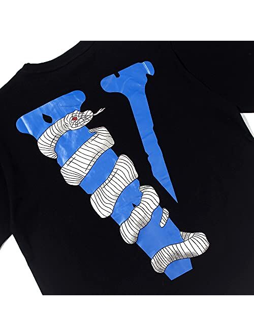 Sevchde Big V T-Shirt Tide Hip Hop Shirt V Letter Graphic Print Casual Fashion Crew Neck Short Sleeve Tee Tops for Men Women