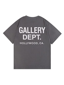 GALLERY T-SHIRT Gallery Dept. Logo Print Cotton Jersey T-Shirt Graphic Crewneck Fashion Short Sleeve Shirt for Men Women