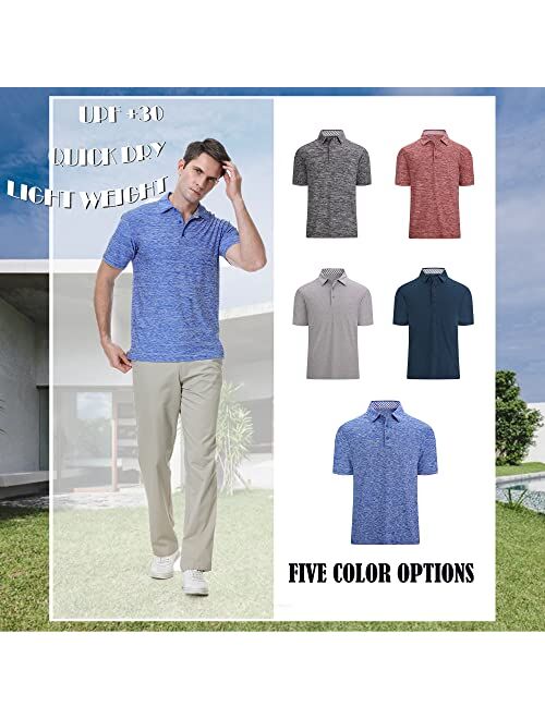 PRIUMPH Mens Golf Shirts Short Sleeve Regular Fit,Quick Dry Stretch Casual Collared Golf Polo Shirts for Men