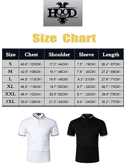 HOOD CREW Mans Fashion Short Sleeve Polo Shirts Summer Casual Band Collar Tops Shirt