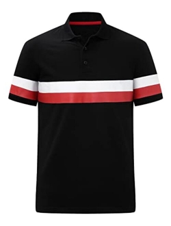 JMIERR Mens Short Sleeve Polo Shirts Casual Basic Button Up Tee Shirts