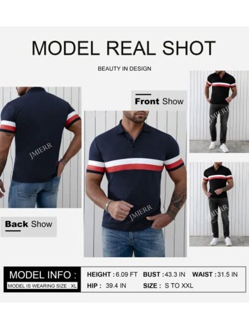 JMIERR Mens Short Sleeve Polo Shirts Casual Basic Button Up Tee Shirts