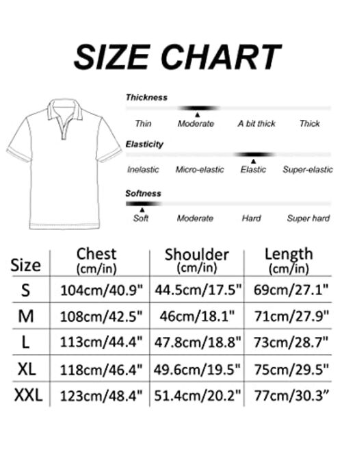 HAUSEIN Mens Short Sleeve Polo T-Shirts Casual Summer V Neck Basic Tops Sport Golf Polo Shirts for Men