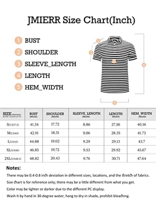 JMIERR Mens Stripe Short Sleeve Polo Shirts Button Down Casual T-Shirts