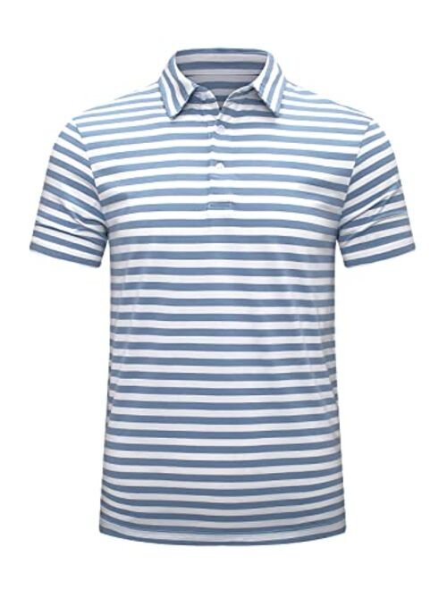 JMIERR Mens Stripe Short Sleeve Polo Shirts Button Down Casual T-Shirts