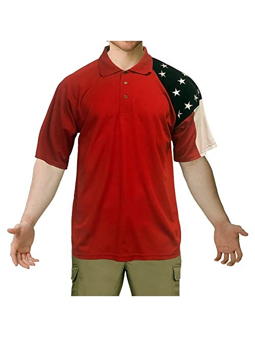 FJUN Men's Allegiance Polo Shirt, Short Sleeve Sports Golf Shirt with Regular-Fit Quick-Dry Ultra-Thin Breathable Tech Fabric