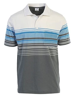 Mens Striped Polo Shirt with Pocket - Yarn Dye