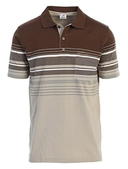 Mens Striped Polo Shirt with Pocket - Yarn Dye