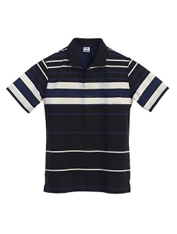 Mens Striped Polo Shirt with Pocket - Yarn Dye