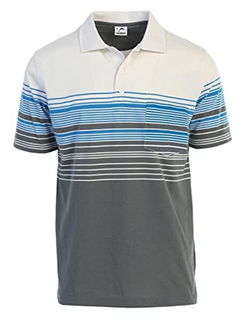 Gioberti Mens Striped Polo Shirt with Pocket - Yarn Dye