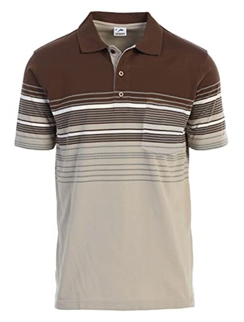 Gioberti Mens Striped Polo Shirt with Pocket - Yarn Dye