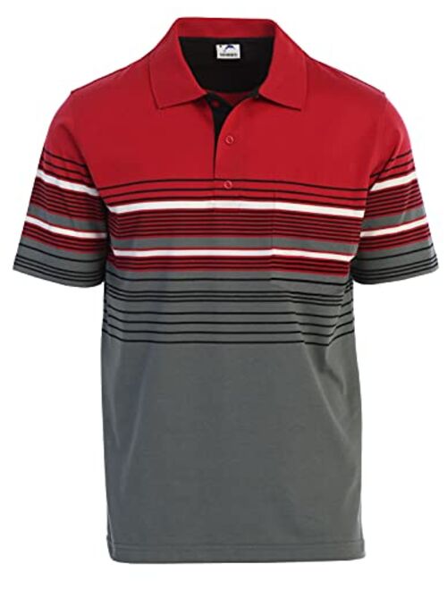 Gioberti Mens Striped Polo Shirt with Pocket - Yarn Dye