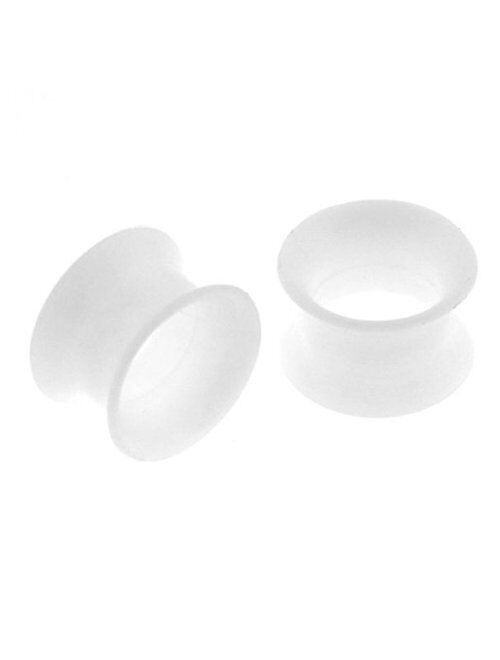 Urban Body Jewelry Pair of 7/8 Gauge (22mm) White Silicone Flexible Thin Ear Skins Plugs Tunnels (SIL040)