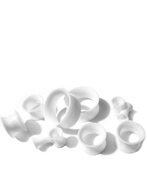 Urban Body Jewelry Pair of 7/8 Gauge (22mm) White Silicone Flexible Thin Ear Skins Plugs Tunnels (SIL040)