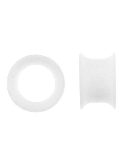 Urban Body Jewelry Pair of 7/8 Gauge (22mm) White Silicone Flexible Thin Ear Skins Plugs Tunnels (SIL040)