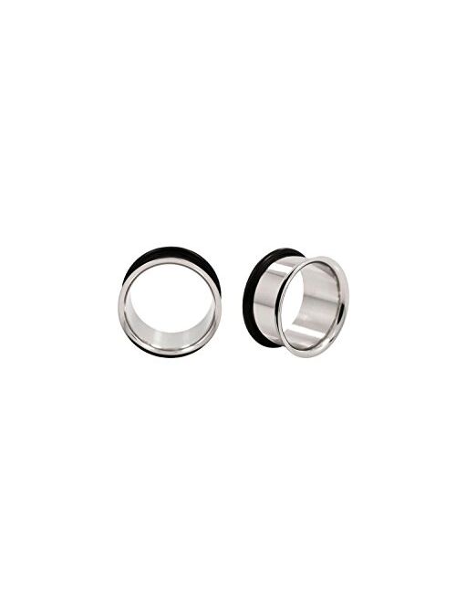 Urban Body Jewelry 1 Pair of 9mm Stainless Steel Tunnels (STL004)