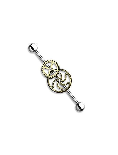 Urban Body Jewelry Steampunk Gear Industrial Barbell