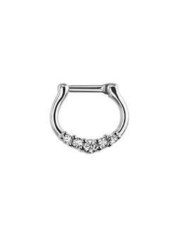 16G Clear 5 Gem Septum Clicker