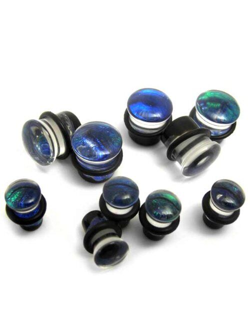 Urban Body Jewelry Pair of Garden Glass Plugs 00 Gauge (00G - 10mm) - Single Flare (GLS017)