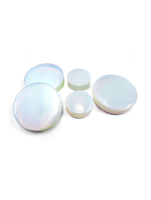 Urban Body Jewelry 1 Pair of 1 & 1/4 Inch (32mm) Opalite Glass Plugs