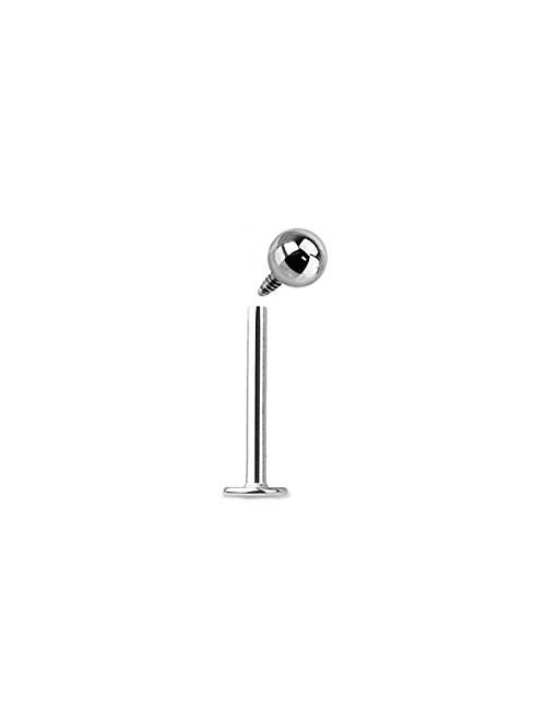 Urban Body Jewelry Internally Threaded Titanium Labret Stud (14G) Length 1/4"