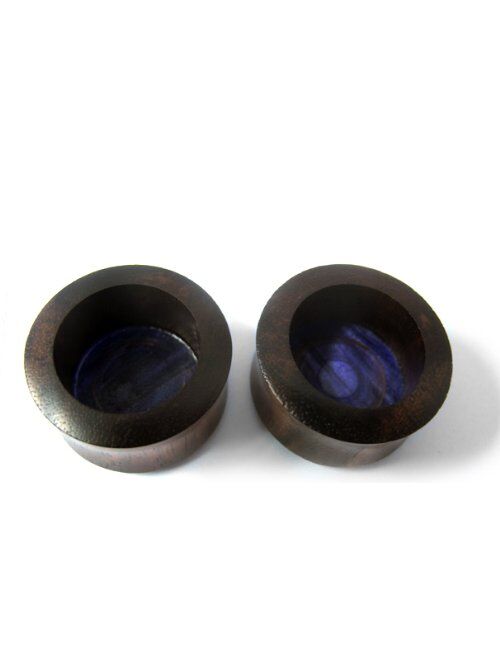 Urban Body Jewelry Pair of 6 Gauge Wood Plugs with Purple Resin Inlay (6G - 4mm) - Double Flare (WD066)