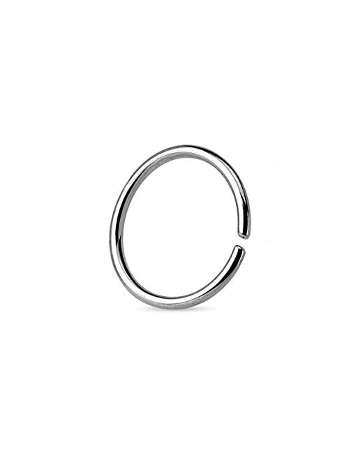 Urban Body Jewelry 18G Stainless Steel Seamless Hoop Ring (1/4" - 6mm) - Nose, Septum, Tragus, Cartilage Ear Piercing