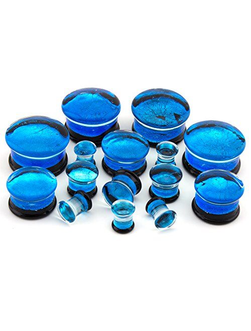 Urban Body Jewelry Blue Dichroic Glass Plugs 3/4" (19mm) - 1 Pair (2 Pieces)