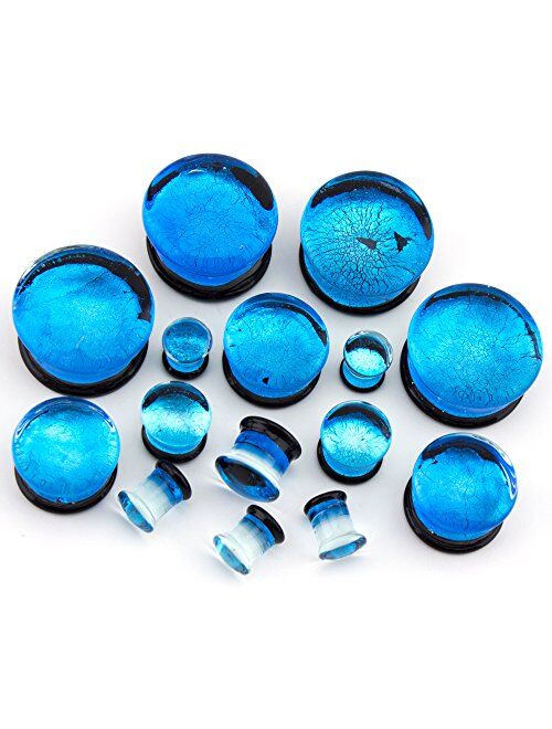 Urban Body Jewelry Blue Dichroic Glass Plugs 3/4" (19mm) - 1 Pair (2 Pieces)