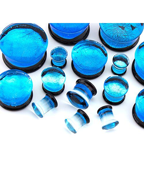 Urban Body Jewelry Blue Dichroic Glass Plugs 3/4" (19mm) - 1 Pair (2 Pieces)