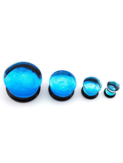 Urban Body Jewelry Blue Dichroic Glass Plugs 3/4" (19mm) - 1 Pair (2 Pieces)