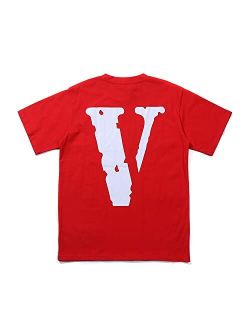 Fleiyd Big V T Shirt Men's Shirt V Letter Crewneck Tops Tee Fashion Printed Hip Hop Short Sleeve Shirt