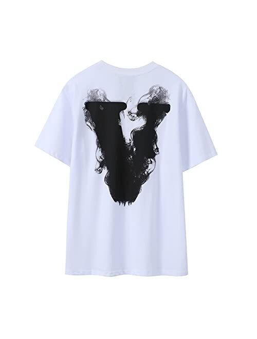 Fleiyd Big V T Shirt Men's Shirt V Letter Crewneck Tops Tee Fashion Printed Hip Hop Short Sleeve Shirt