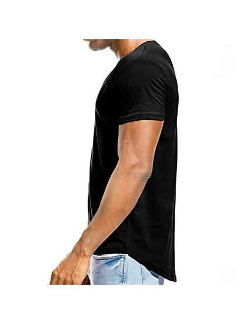 HORSQK Deep V Neck T Shirts for Men Shirt Short Sleeve Sexy Top