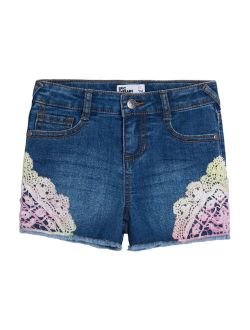 Big Girls Colored Lace Denim Shorts