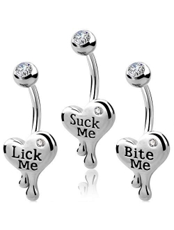 Belly Button Rings Heart Clear CZ 316L Surgical Steel Belly Rings Heart Shaped Letter Navel Rings Belly Rings Belly Piercing Jewelry