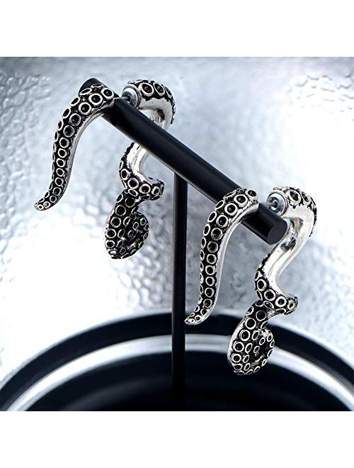 OUFER 2PCS Fake Lobe Earrings 18G Burn Silver Earrings Cobra Fake Spiral Tapers Fake Gauges Faux Plug Taper 3D Cobra Body Piercing Jewelry