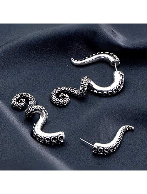 OUFER 2PCS Fake Lobe Earrings 18G Burn Silver Earrings Cobra Fake Spiral Tapers Fake Gauges Faux Plug Taper 3D Cobra Body Piercing Jewelry