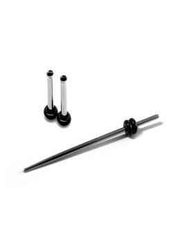 14 Gauge Ear Stretching Kit - 1 Pair of Steel Plugs & 1 Taper (3 Pieces)