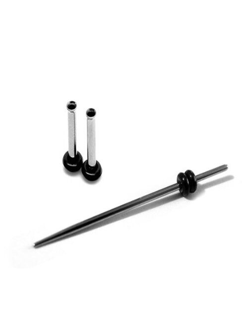 Urban Body Jewelry 14 Gauge Ear Stretching Kit - 1 Pair of Steel Plugs & 1 Taper (3 Pieces)