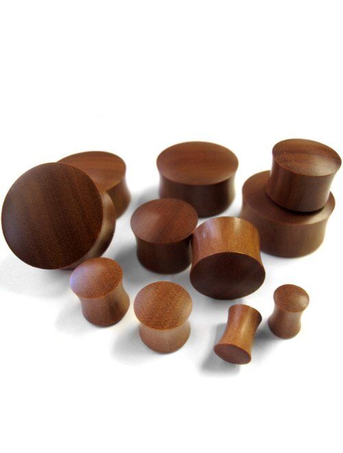 Urban Body Jewelry Pair of 6 Gauge (6G - 4mm) Saba Wood Plugs - Double Flare (WD053)