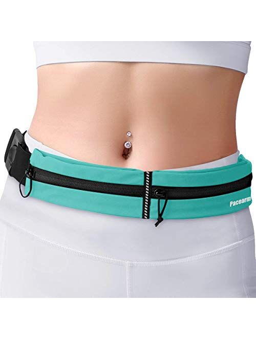 PACEARM Running Belt for Phone, Water Resistant Runners Belt Waist Pack, Bounce-Free iPhone Running Waist Belt for Women Men, Ultra-Light Adjustable Running Pouch for Spo