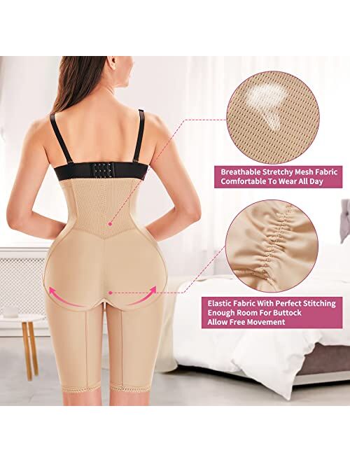 MICOHPKLE Women Waist Trainer Shapewear Tummy Control Panties Hi-Waist Butt Lifter Body Shaper Thigh Slimmer Zip & Hook