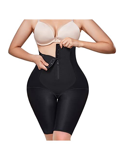 MICOHPKLE Women Waist Trainer Shapewear Tummy Control Panties Hi-Waist Butt Lifter Body Shaper Thigh Slimmer Zip & Hook