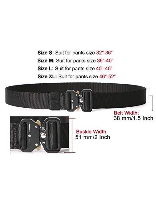 Mens Tactical Belt SANSTHS Heavy Duty Nylon Belt 1.5in Riggers Belt Military Webbing with Quick Release Metal Buckle