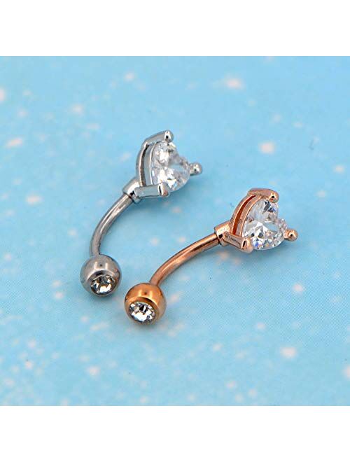 OUFER 16G Rook Earring Heart CZ Curved Barbells Rook Piercing Eyebrows Rings Jewelry