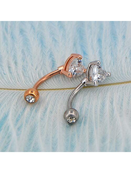 OUFER 16G Rook Earring Heart CZ Curved Barbells Rook Piercing Eyebrows Rings Jewelry